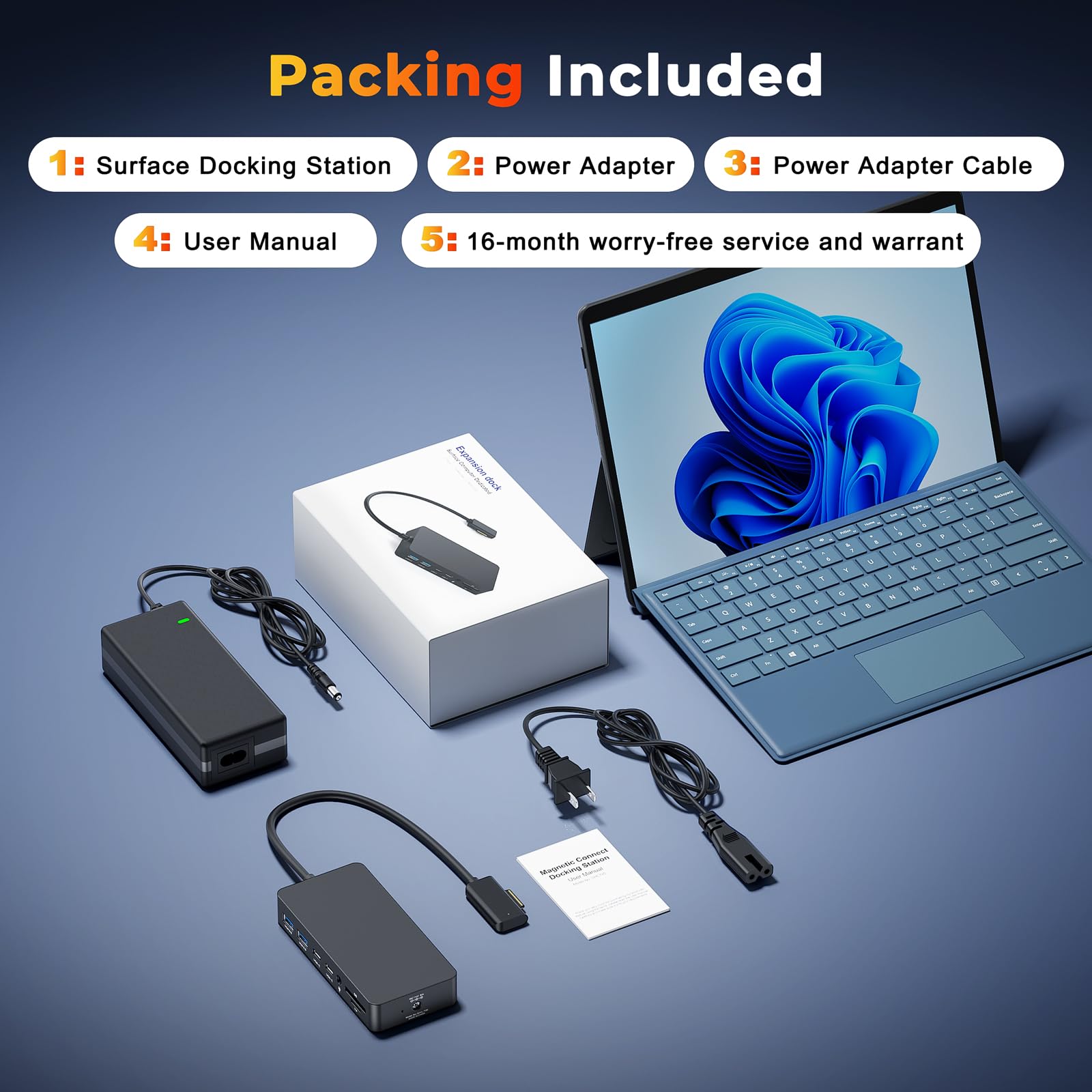 Neues Surface Dock 2 mit 72W Netzteil,12in1 Surface Dockingstation mit Dual HDMI 4K +VGA für Surface pro 11/10/9/8/X/7/6/5/4/3,Surface Laptop 7/6/5/4/3/2/1,Surface Laptop Go 1/2/3,Book 1/2/3 9