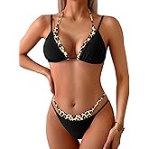 TASHEHE Women's Thong Bikini Set Double Layer Bikini Sexy Triangle Halter Two Piece Swimsuit Y2k Bathing Suit