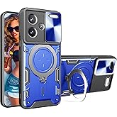 Ephoou for Xiaomi Redmi Note 13 Pro Plus Case, Armor Shockproof Military Grade Rugged Case with Magnetic Ring Kickstand and Slide Camera Lens Protector for Redmi Note 13 Pro+ 5G 6.67 inch JS-Blue