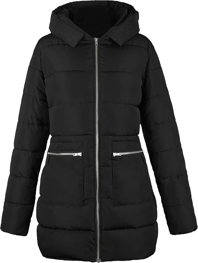 4How Women's Winter Coat Long Anorak Parka Quilted Padded UK Size 10