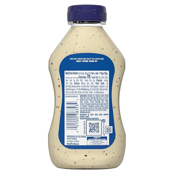 KRAFT SMOKY HICKORY BACON FLAVORED AIOLI, 12 FL OZ BOTTLE