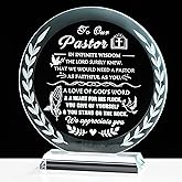YWHL Pastor Appreciation Gifts, Pastor Gift for Men Women Crystal Keepsake Christian Sign Plaque Tabletop Decor Unique Thank You Gifts for Pastors on Birthday Pastor's Day Fathers Day Christmas