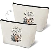 MKGRXZCW Vintage Christmas Pig Makeup Bag for Purse, Pig Lovers Gifts Cosmetic Bag Travel Toiletry Bag for Women, Christmas Santa Farm Animal Holiday Zipper Makeup Pouch