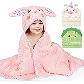FIOBEE Toddler Bath Towel with Hood Baby Towels, 55x28 inch Large Soft Absorbent Kids Hooded Towels for 1-5 Years Old Baby Girls Boys Bath Beach Essentials Blanket, Pink Bunny