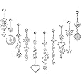 NEWITIN 10 Pieces 14G Belly Button Rings for Women Navel Ring Body Piercing Jewelry Set 316L Surgical Steel Inlaid Cubic Zirconia Belly Dangle Rings for Women