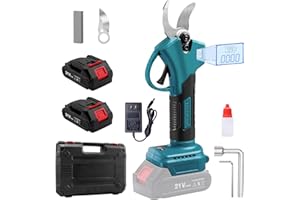 POVTIMS Electric Pruning Shears, Cordless Garden Shears, Branch Pruners with LCD Display, Cutting Diameter 1.2 Inch, Comes with 2 2.0Ah Batteries, Charger and Replacement Blade Set for Gardening Tree Pruning