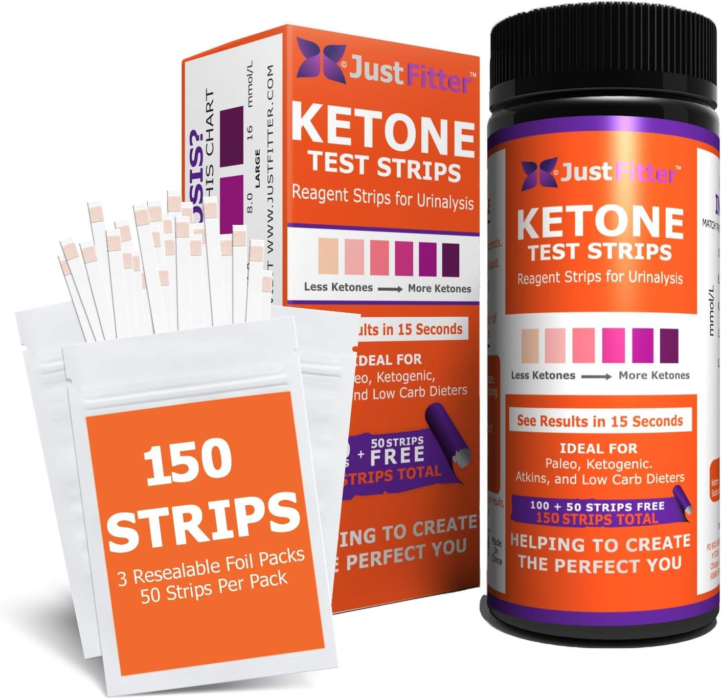 Ketone Keto Urine 150 Test Strips. 3 Resealable Foil Packs of 50 Strips Each. Look & Feel Fabulous on a Low Carb Ketogenic or HCG Diet. Accurately Measure Your Fat Burning Ketosis Levels.: Health & Personal Care