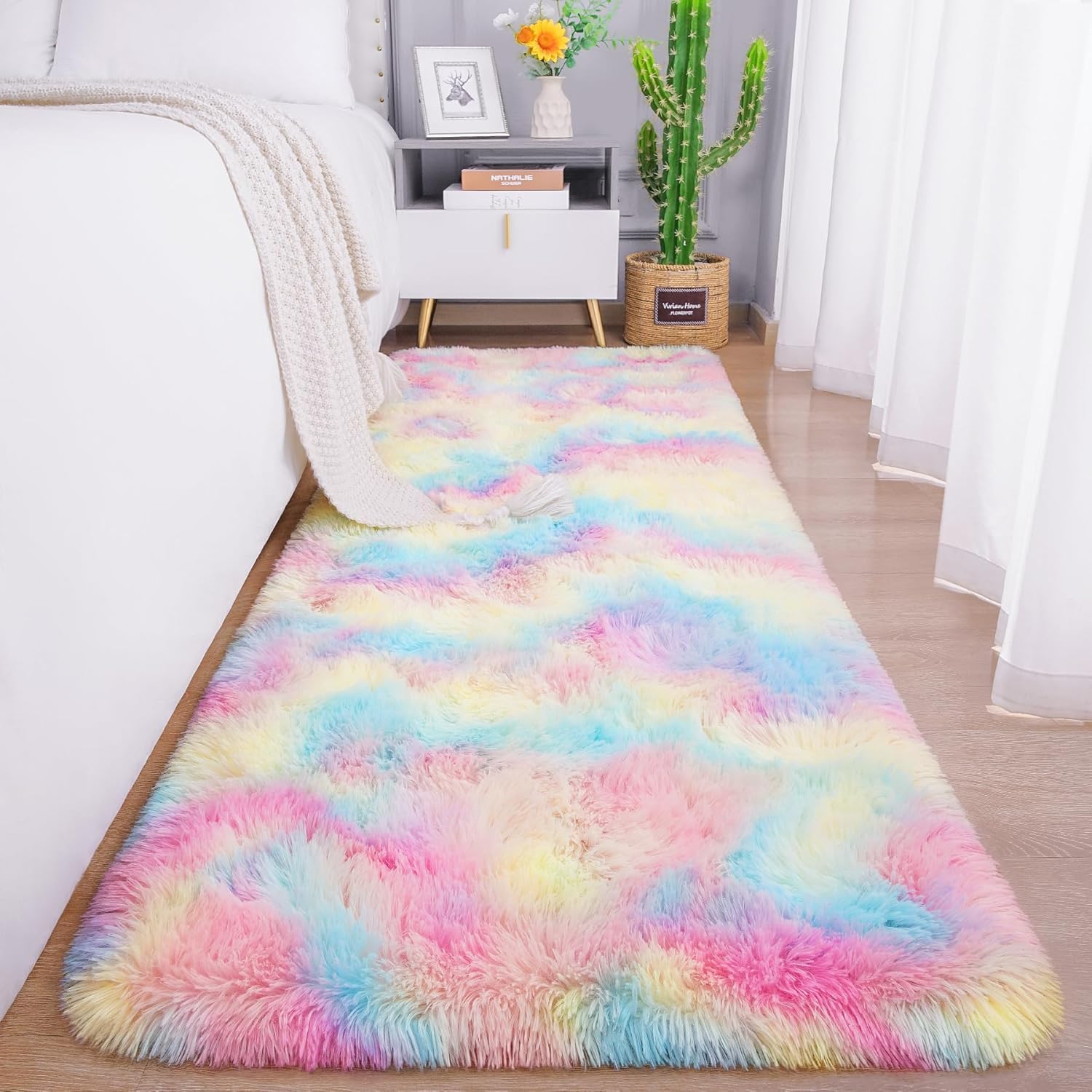 Oxford Homeware Rugs Living Room – Rainbow Area Rugs for Bedroom, Lounge Large Hallway Runner Rug 80x300 cm Anti Slip – Modern Soft Rug Washable Floor Carpets