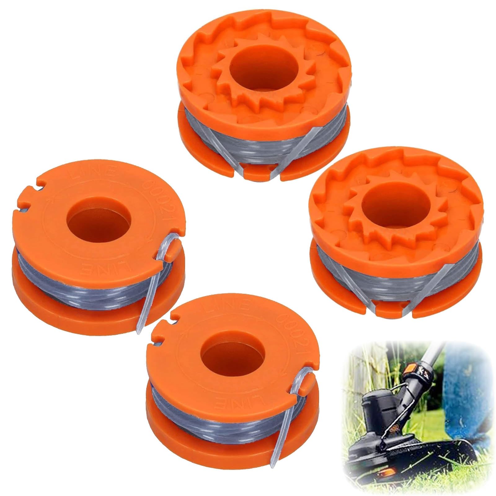 Tyrzol 4 Pack Strimmer Spool Compatible with Mac Allister MGTP18Li Trimmer Line,1.65mm Autofeed Replacement Strimmer Spools Strimmer Wire 1.6mm/20FT Grass Trimmer Autofeed Line