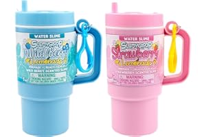 Slimygloop Lemonade Tumblers, 2-Pack, Fun Water Slime, Strawberry Lemonade & Wild Berry Lemonade Scented Slime with Fun Slime Add Ins, Slime Bulk, New Slime, Clear Slime, Party Favors for Kids 8-12