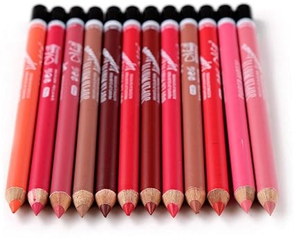 Jeval Matte Lipliner Pencil Make Up Soft Non-dizzy Texture Waterproof Long-lasting Lip Liner (Set Of 12)