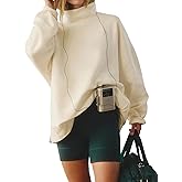 DURUNUL Women’s Oversized Sweatshirts Mockneck Sweatshirt Turtleneck Tops Loose Drop Shoulder Long Sleeve Pullover Top