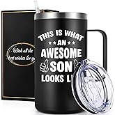 Gtmileo Son Gifts from Mom, This Is What An Awesome Son 20oz Insulated Coffee Mug, Christmas Graduation Adulthood Son Men Kid Gifts (Black)