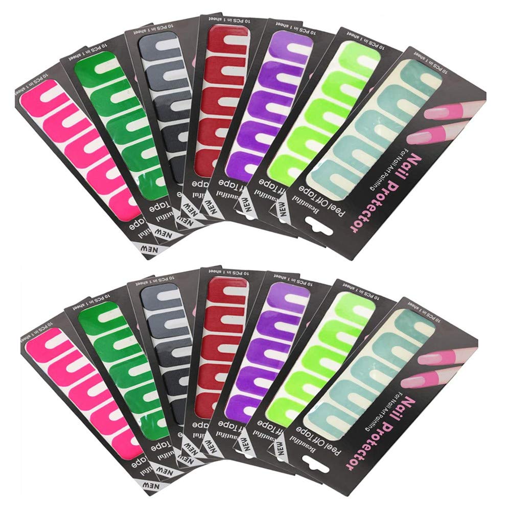 140Pcs Nail Peel Off Stickers Disposable Nail Sticker Tape Spill-Proof Stickers Polish Protector U-Shaped Tape Soft Plastic for Nail Painting Decoration