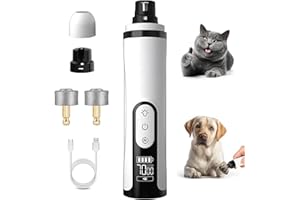 WAZNFYV Silent Groom Pro Nail Grinder, 2026 Dog Nail Grinder 3 Speeds with LED Light & Rechargeable USB Charging Pet Nail Grinders for Dog Cat Home Use (White Black)