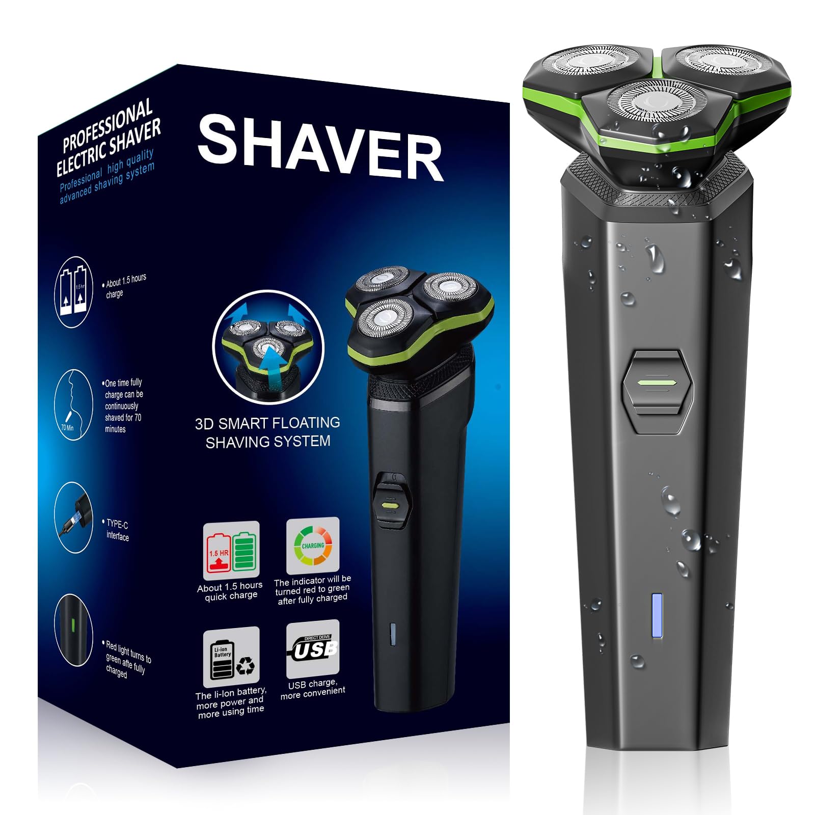 Photo 1 of Electric Razor for Men - Electric Shavers for Men with Magnetic Detachable Head, 3D Floating Head, Ideal for Travel, Office, and Business Trips