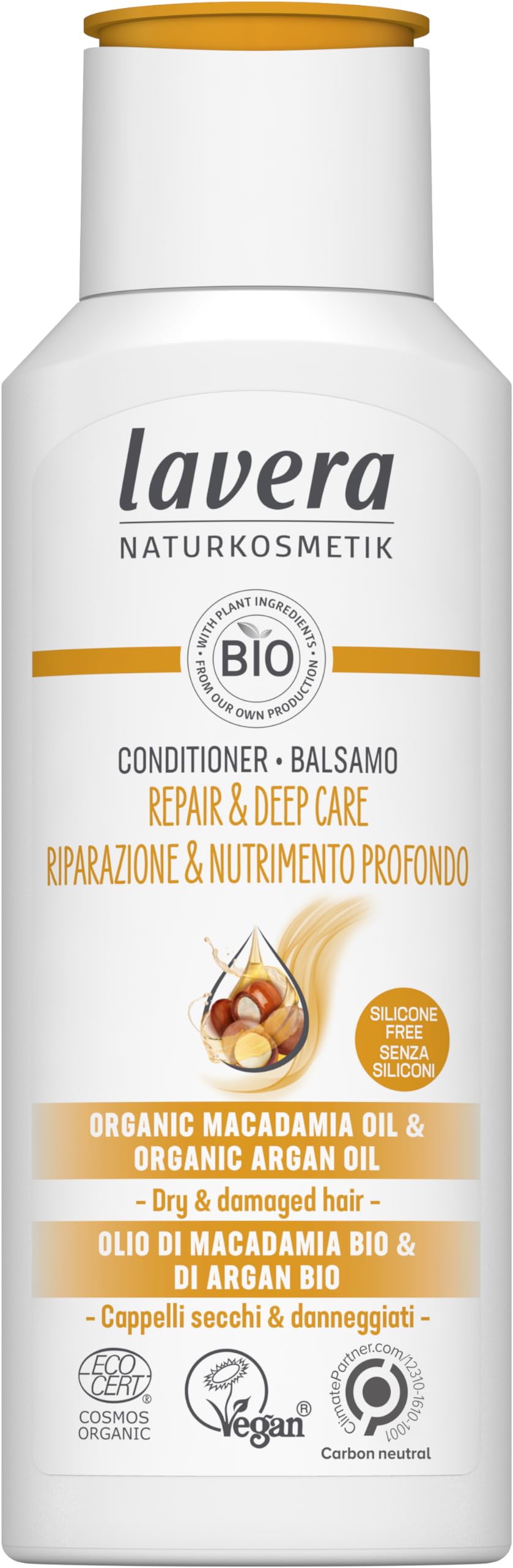 lavera Conditioner Repair & Deep Care - Without Silicone - Intensely regenerating & Rich Nourishing - Vegan - Natural Cosmetics - 200 ml