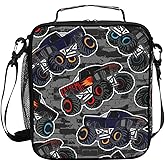 litebear Kids Lunch Box Boys Girls Insulated Lunch Cooler Bag Cool Monster Truck Black Reusable Lunch Tote Kit for School Travel