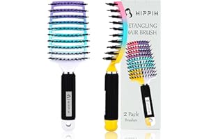 Hair Brushes for Women, HIPPIH Boar Bristle Hair Brush, Detangler Brush for Curly Hair, Vented Hairbrush Mens, 2Pack Detangling Brush for Black Natural Hair Blow Drying