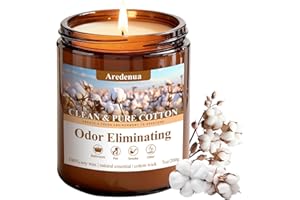Clean & Pure Cotton Odor Eliminating Candles | Eliminates 95% of Pet, Smoke & Bathroom Odors – 7 oz Hand Poured Non-Toxic Soy