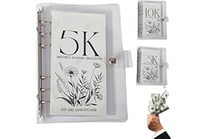 TWWKDD 12-Month Envelopes Money Saving Challenge Binder,Savings Binder, Budget Binder With Cash Envelopes, Easy and Funny Way to Save 5K/10K Dollars, Money Binder For Cash Saving (5K)