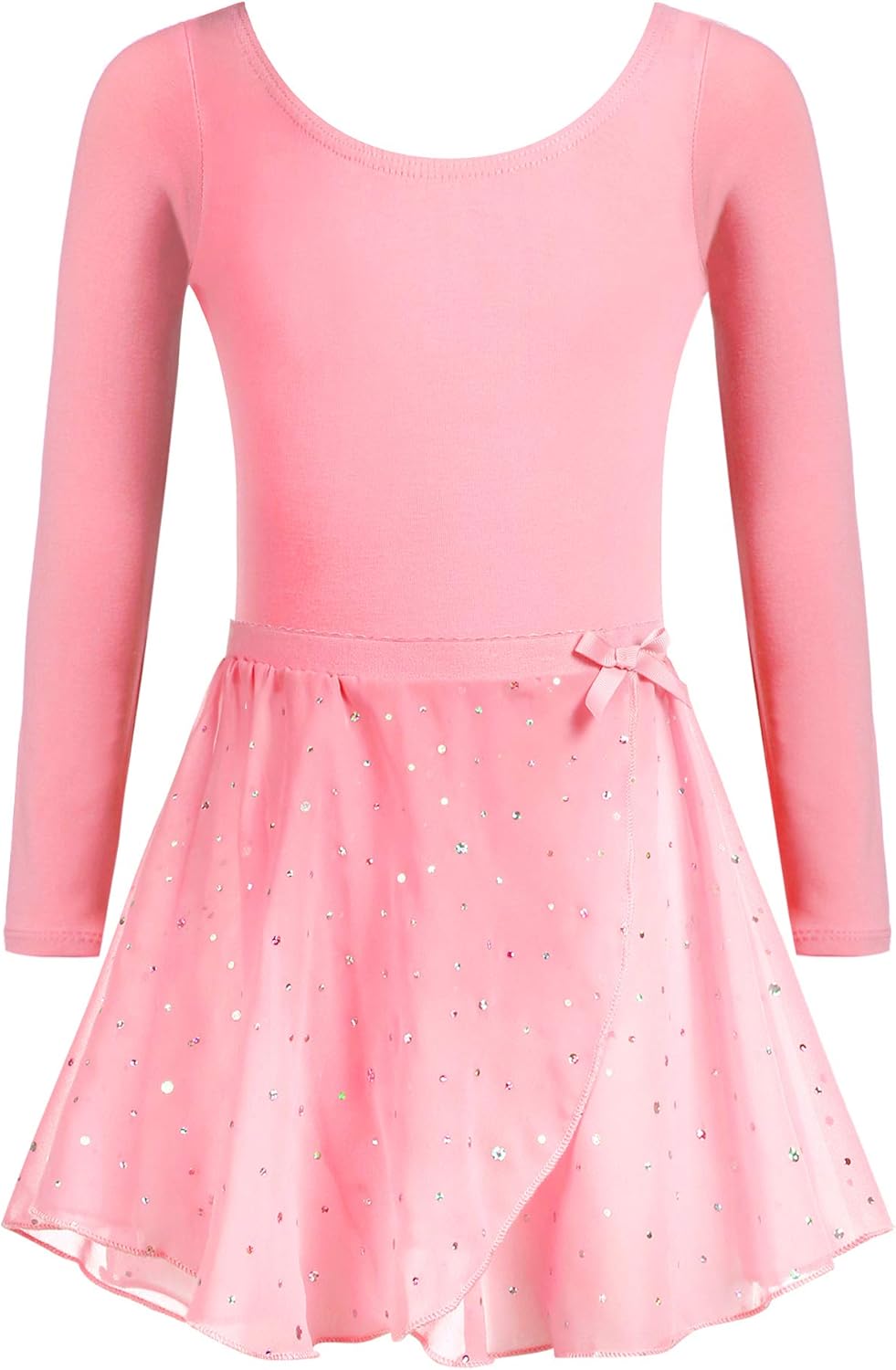 pink long sleeve glitter dress