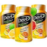 Dex4 Glucose Tablets – Citrus Punch Flavour – 50 Tablets per Bottle, 3-Pack – Fast-Acting, Pre-Measured Glucose Tabs – Fat-Fr