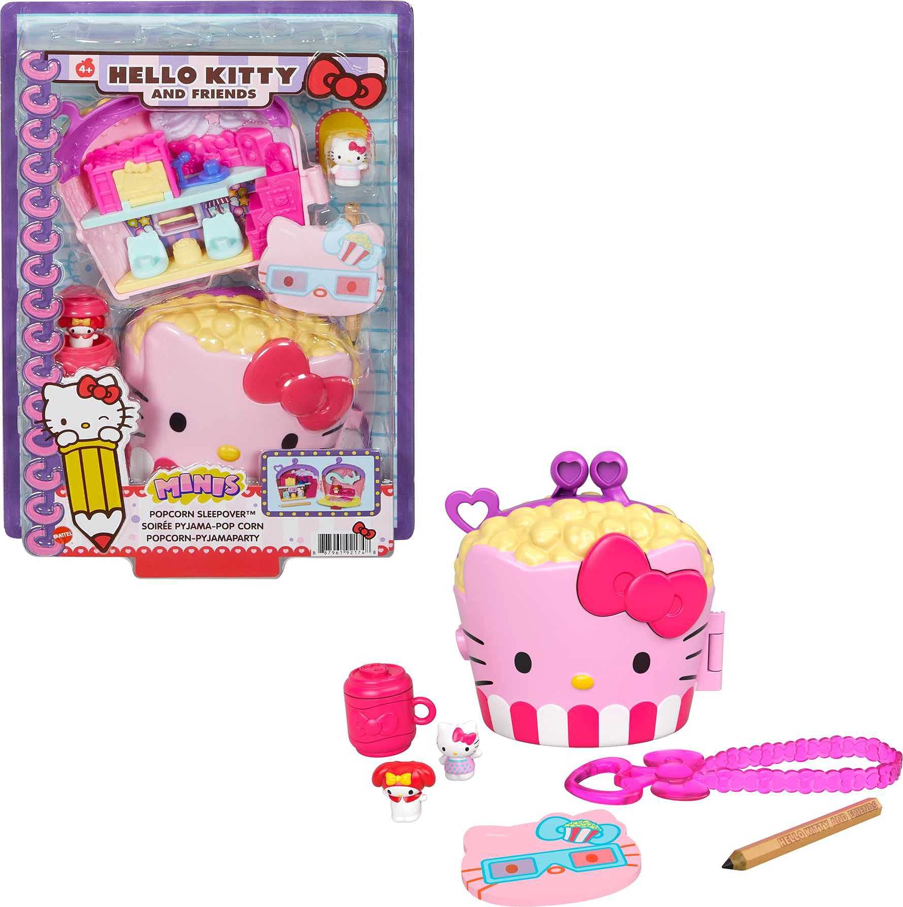 Hello Kitty Sanrio GVB32 Hello Kitty and Friends Popcorn Sleepover Playset