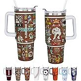 aiwkjdns 40 oz Boy Football Water Bottle Gifts Tumbler with Handle Straw Lid 40oz Football Lover Gift Double Stainless Steel Insulated Football Cup Travel Coffee Mug Football Water Bottles for Boys