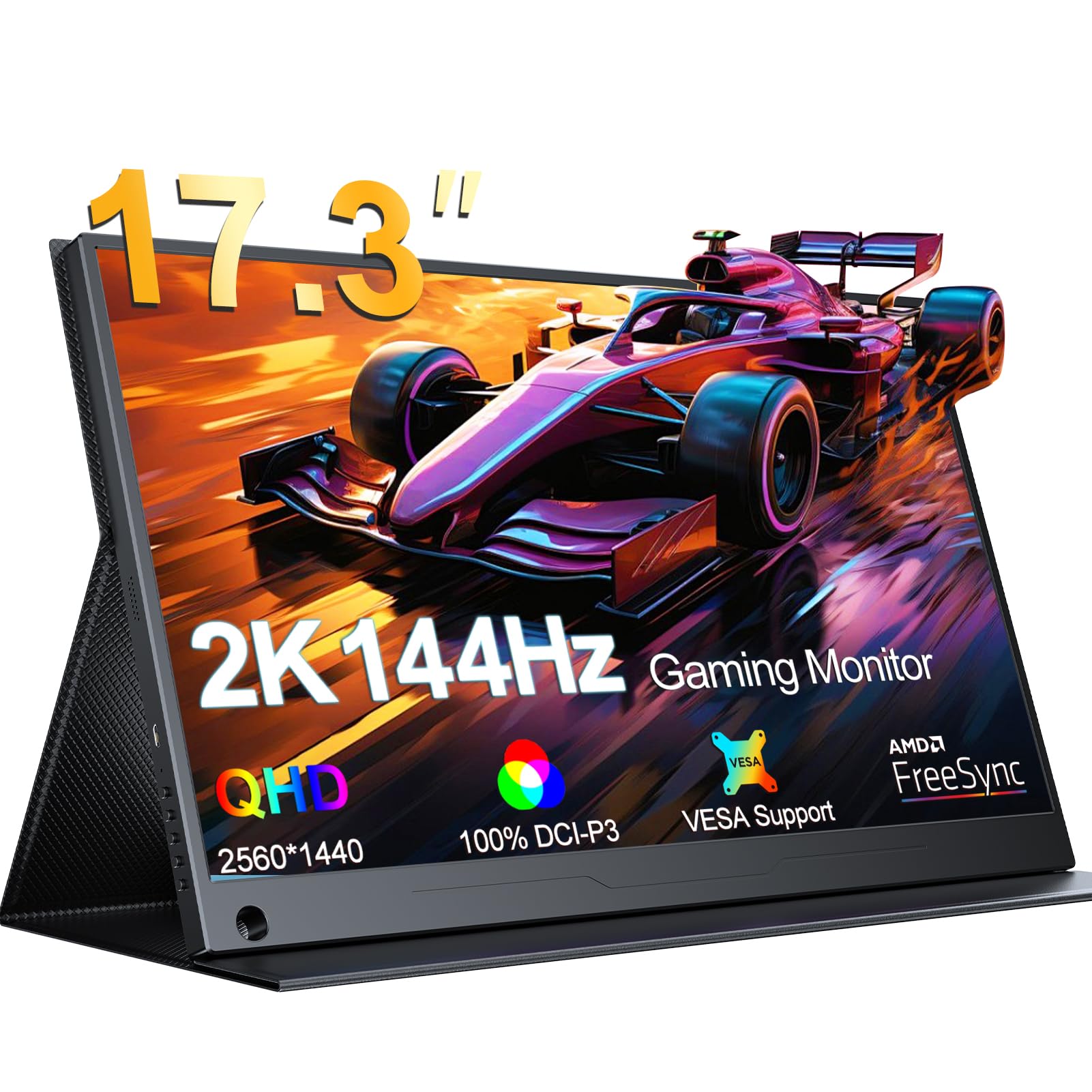 Photo 1 of UPERFECT 2K 144Hz Portable Monitor 17.3 Inch 2560x1440P Portable Gaming Monitor Travel Monitor for Laptop HDR IPS Screen with VESA, Cover Stand, Dual Speakers for PC Phone Game Console Steam Deck