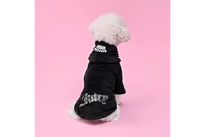 Juicy Couture Bling Velour Pet Hoodie - Black - XS/S - Pet Hoodies for Small Dogs or Cats