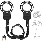ROCKBROS Bike Scooter Lock Square Chain Lock Multi-Purpose with 2 Keys | 33-Inch Lightweight Handy Nighttime Anti-Theft for Electric Scooters, Bikes, Motorcycles,Door, Gate,Halloween