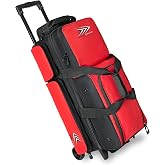 WF 3 Ball Roller Bowling Bag with Wheels &amp; Separate Shoes Pocket | Smooth Rolling Wheels, Multi Accessories Pocket, for Shoes Up to Size 16, Retractable Handle up to 38", Cushioned Ball Cup