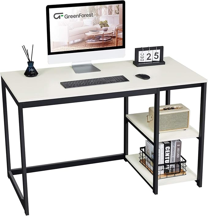 GreenForest Computer Desk 47inch with Storage Space Home Office PC Workstation Gaming Desk with