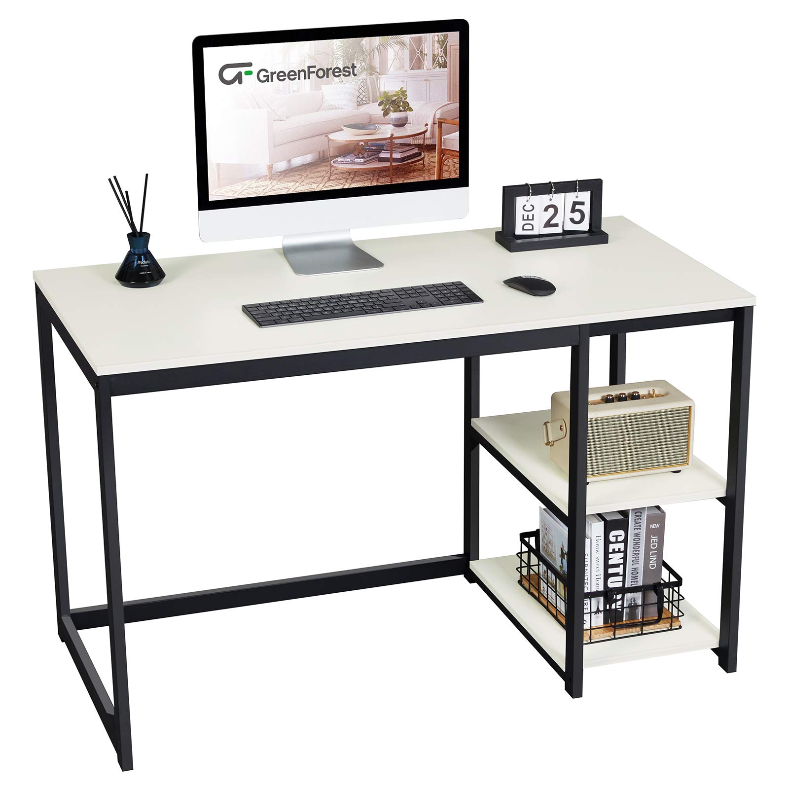 Buy GreenForest Computer Desk 47inch with Storage Space Home Office PC