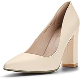 IDIFU Women's IN4 Chunky-HI Block High Heels Closed Pointed Toe Pumps Dress Office Shoes for Women