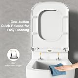 Pipishell Square Toilet Seat Soft Close Quick Release Heavy Duty UF White view 5