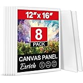 ESRICH Canvas Boards for Painting 12x16 Inch, 8 Pack Canvases for Painting Cotton Primed Acid Free Large Blank Canvas Panels for Oil Paint, Watercolor, Acrylic Paint, Gouache and Tempera.