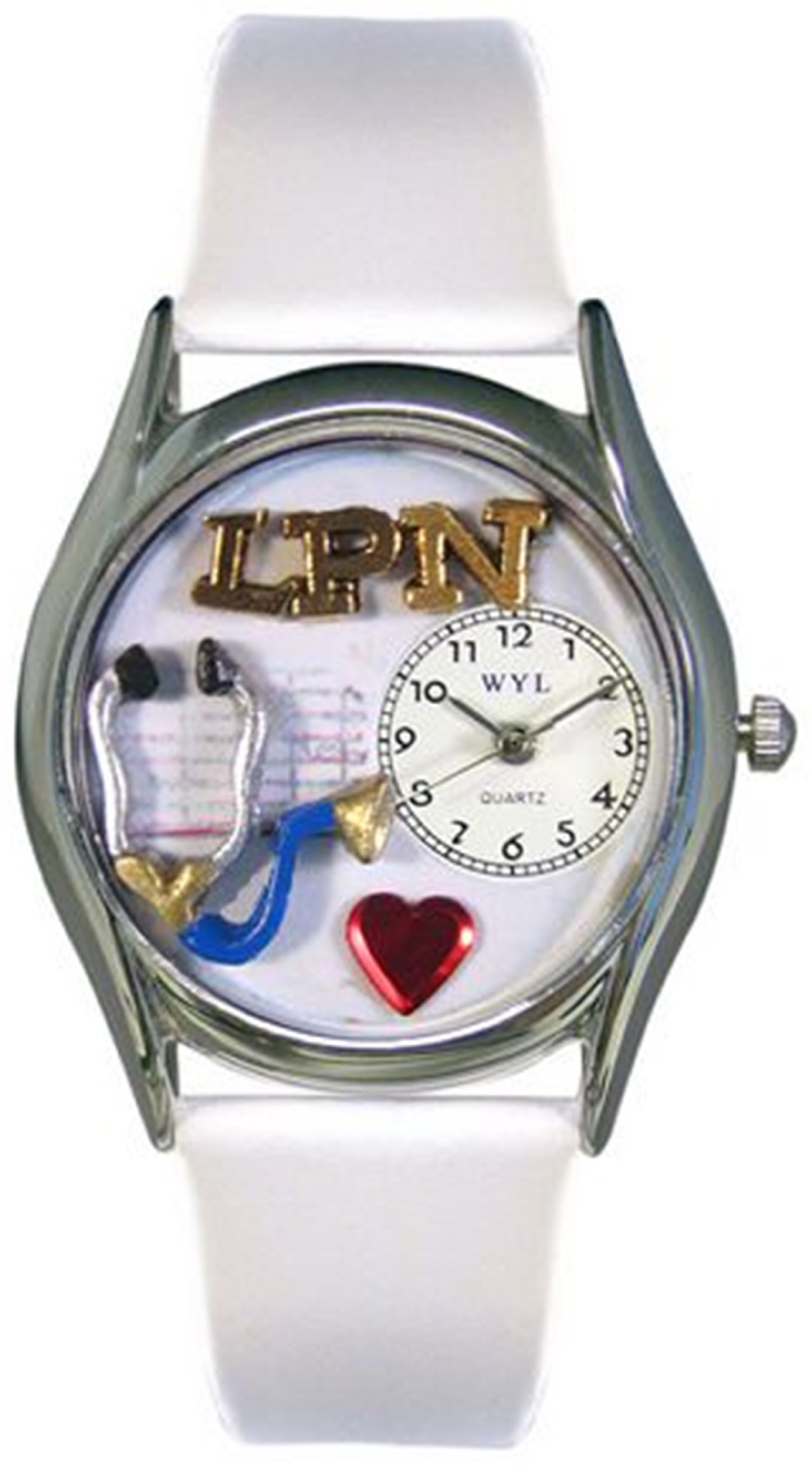 Whimsical Watches LPN White Leather and Silvertone Unisex Quartz Watch with White Dial Analogue Display and Multicolour Leather Strap S-0610012