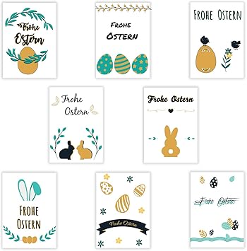 8 Osterkarten Mit Briefumschlagen Postkarten Format A6 Ostereier Osterhase Grusskarten Als Postkartenset Zu Ostern Amazon De Burobedarf Schreibwaren