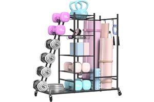 PLKOW Weight Rack for Dumbbells, Home Gym Storage for Dumbbells Yoga Mat Kettlebells, Yoga Mat Storage Rack for Garage, Home Gym