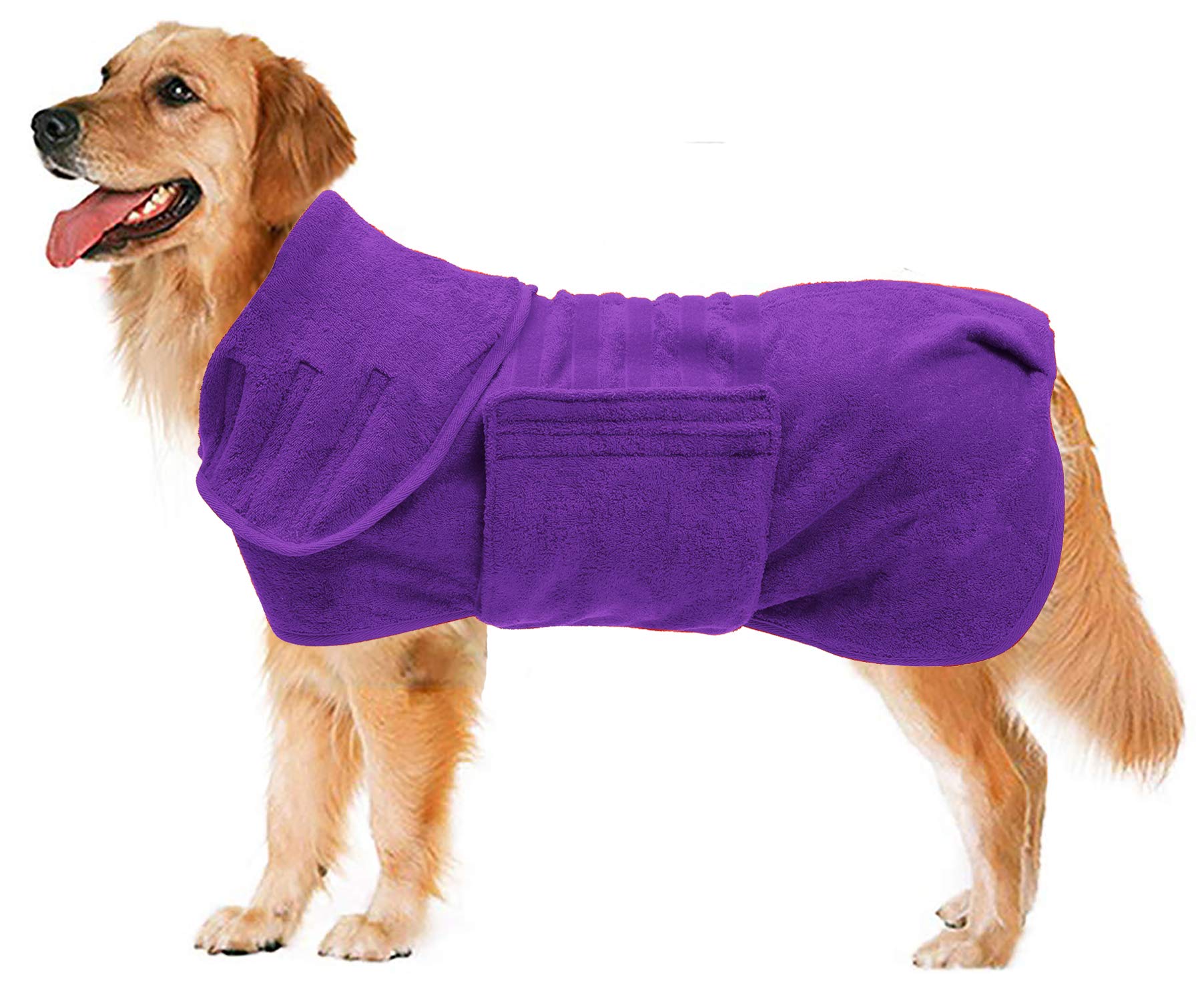 Geyecete Dog Drying Coats-dog towels absorbent robe Dry Fast Dog Bag-Dog Bathrobe Towel-Microfibre Fast Drying Super Absorbent Pet Dog Cat Bath Robe Towel-Purple-XXXL