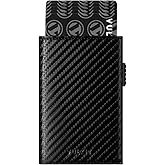VULKIT Men's Card Holder Wallet Pop Up Wallet Magnetic Closure RFID Blocking Tri-fold Leather Wallet (Carbon Fiber Black)