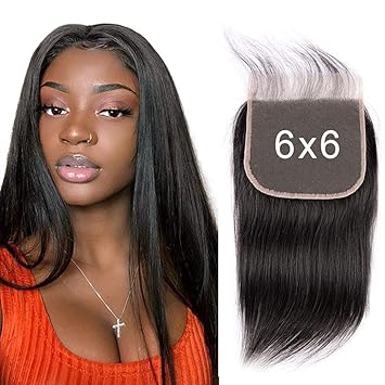 Amazon Com Singlebest 6x6 Lace Closure Straight Human Hair 8a Brazilian Virgin Hair Free Part Closure With Baby Hair Natural Color 10 Inches Beauty
