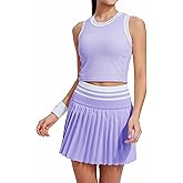 Two Piece Tennis Skirt Set for Women High Waisted Pleated Athletic Golf Skirt Sets Women 2 Piece Outfits with Pockets