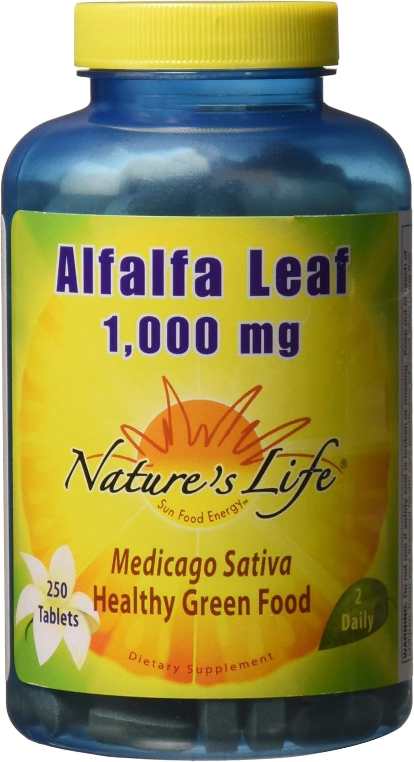 Nature's Life Alfalfa Leaf Tablets, 1000Mg, 250 Count: Health & Personal Care