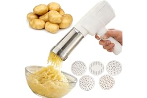 Electric Potato Ricer, Food Grade 304 Stainless Steel Potato Masher with Ergonomic Handle, Automatic Press & Powerful Mashing