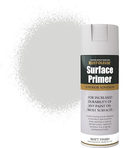 Rust-Oleum 400ml Surface Primer Spray Paint Grey Matt for Interior Exterior