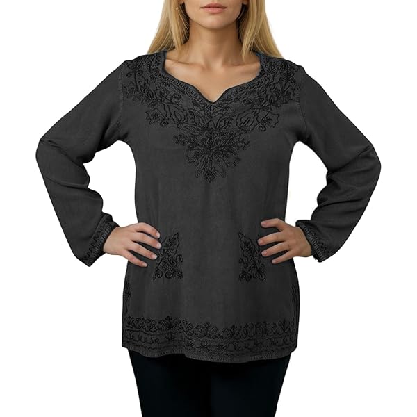 Agan Traders Women's Boheman Vntage Long Sleeve Rounded Sweet Heart