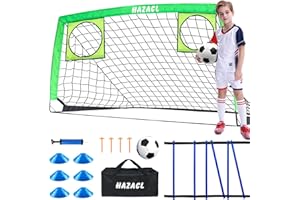 Hazacl Kids Soccer Goal for Backyard, 6x4 FT Portable Soccer Nets Pop Up with Ball, Agility Ladder, Cones, Target & Carry Bag for Toddler Youth Outdoor Indoor Training Practice Sports Games Play